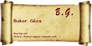 Bukor Géza névjegykártya